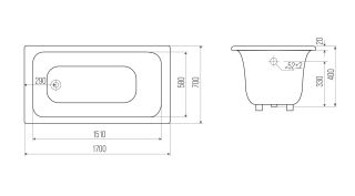 Ванна чугунная Goldman Classic CL17070 170x70см с ножками